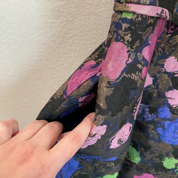 Tahari ASL Metallic Floral Jacquard Fit & Flare Dress 12 Petite - Picture 5 of 9